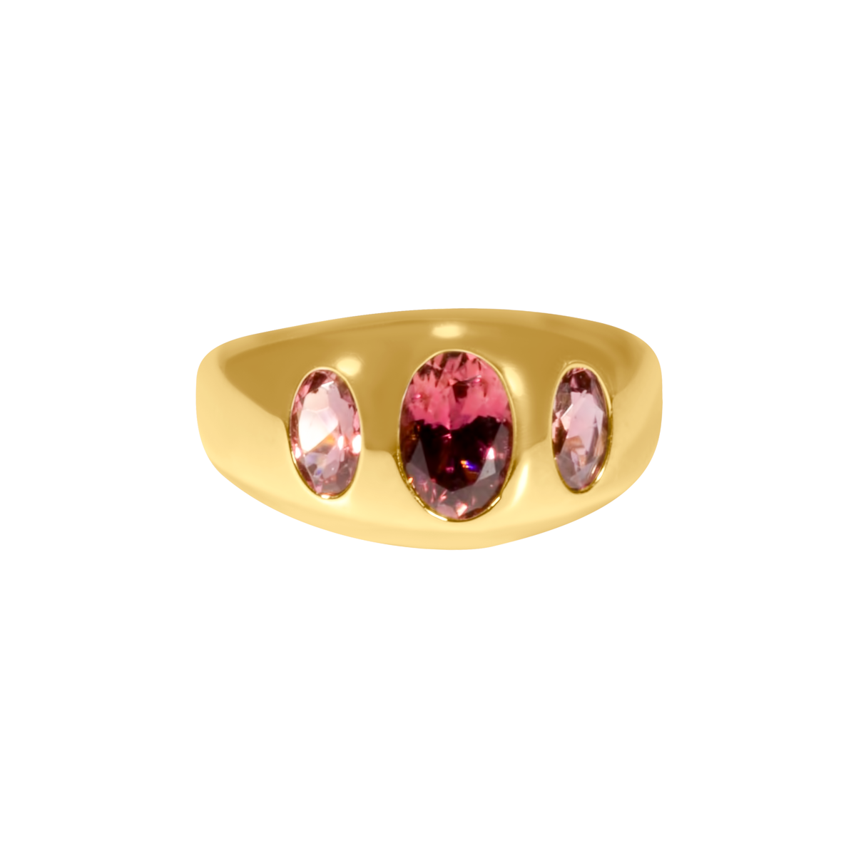 3-Stone Pink Tourmaline Ring
