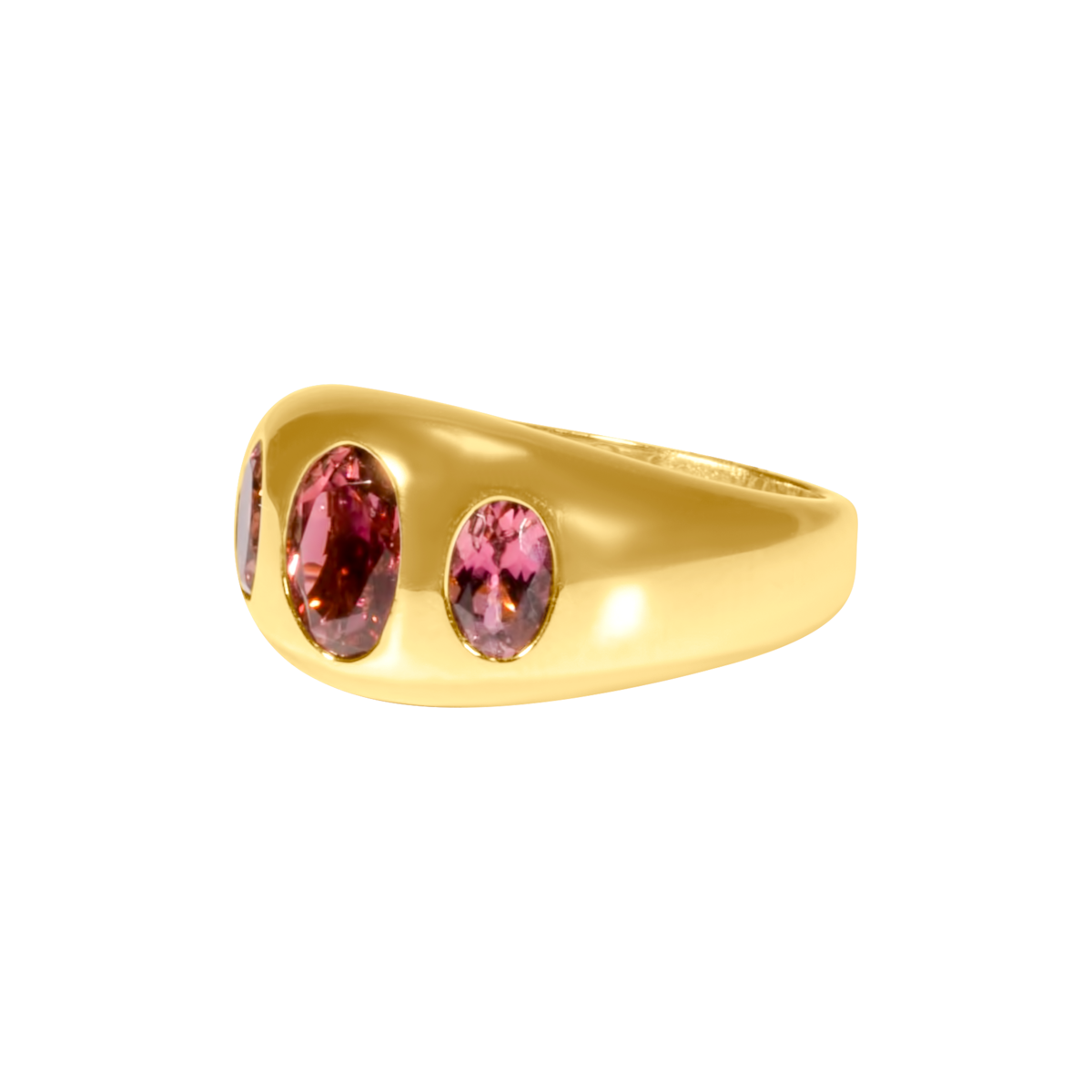 3-Stone Pink Tourmaline Ring