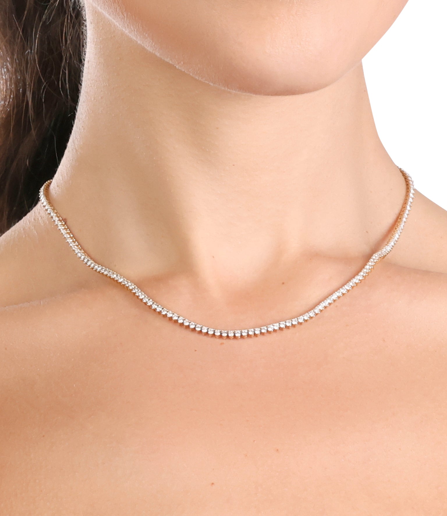 3 Pronged Diamond Tennis Necklace
