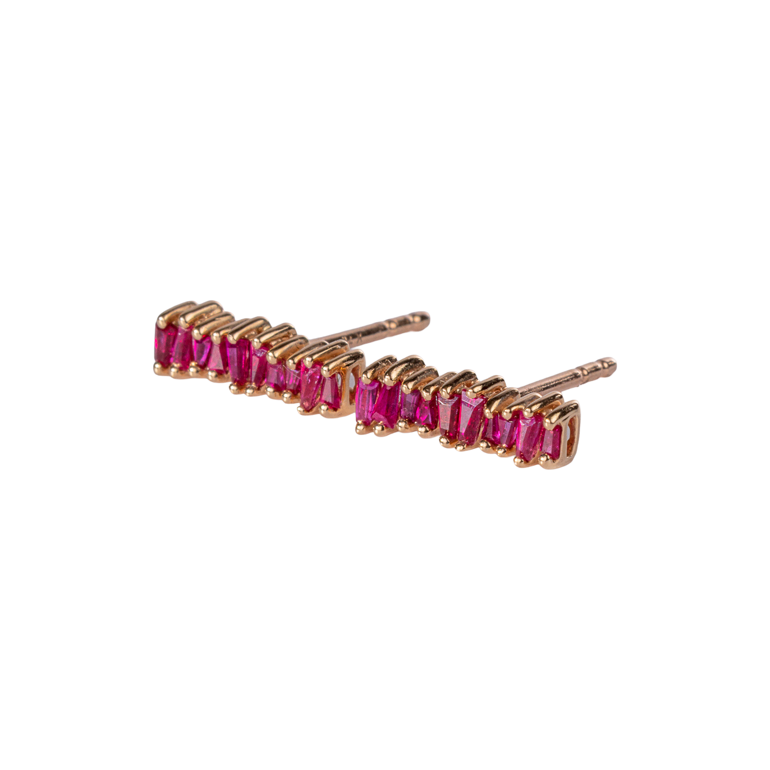 Baguette Gemstone Bar Studs