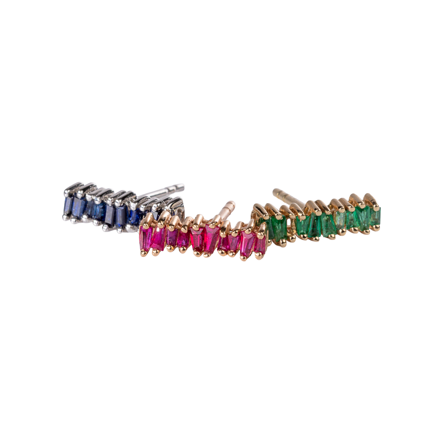 Baguette Gemstone Bar Studs