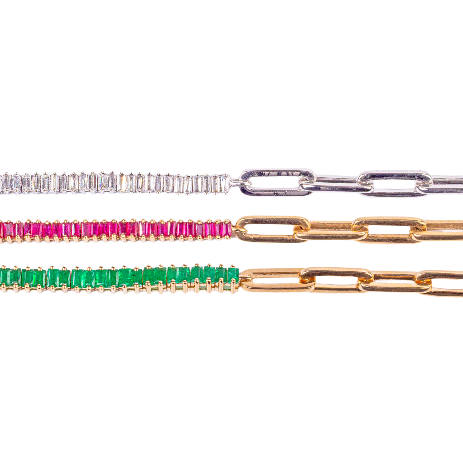 Baguette Diamond and Paperclip Link Bracelet