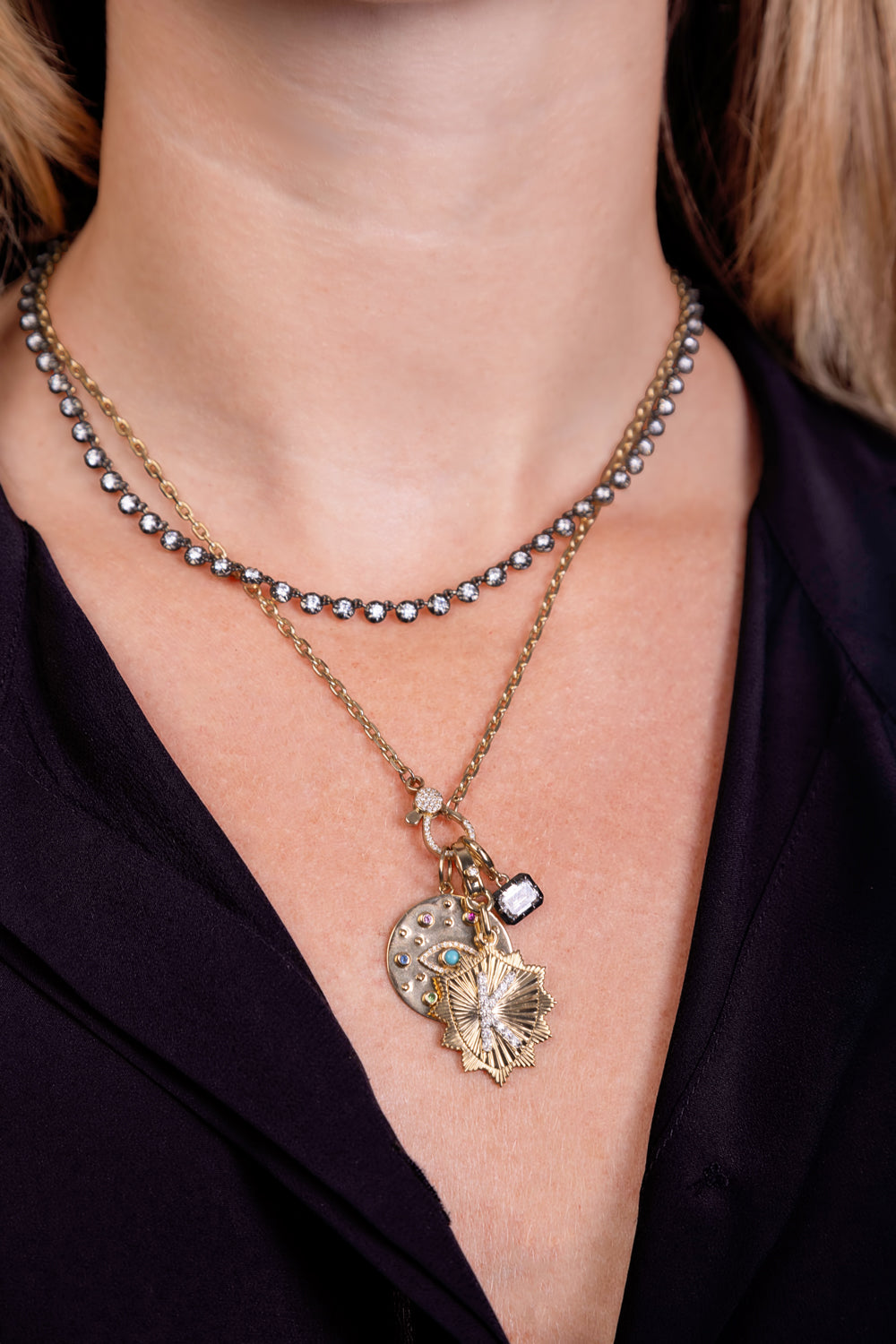 Diamond Initial Medallion Charm