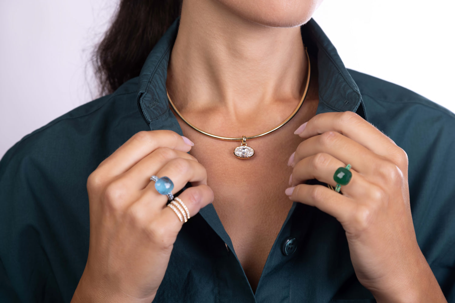 East West Bezel Set Lab Diamond Pendant