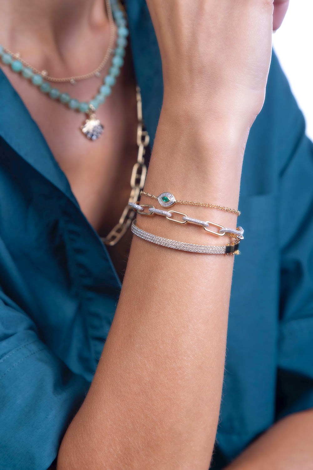 Evil Eye Baguette Diamond Bracelet