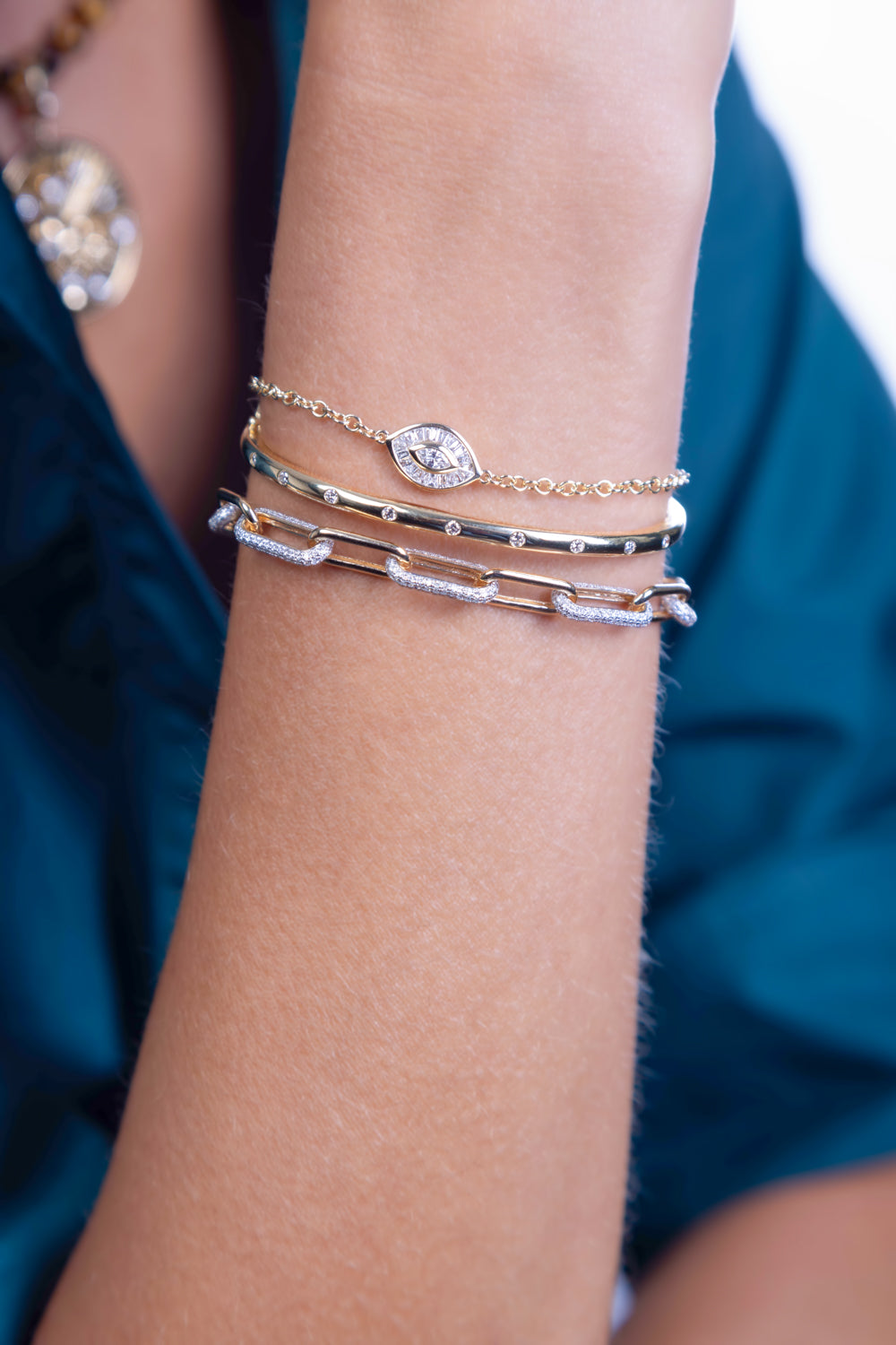Evil Eye Baguette Diamond Bracelet