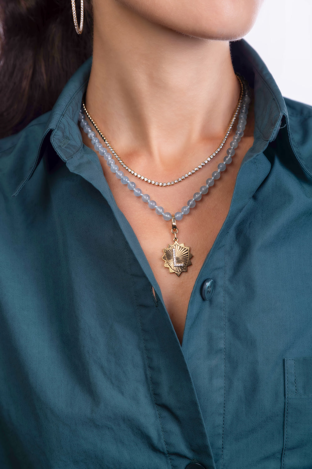 Diamond Initial Medallion Charm