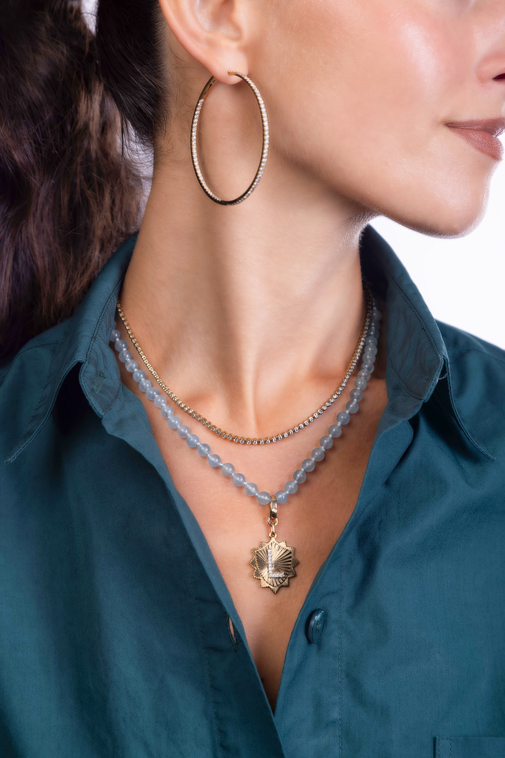 Diamond Initial Medallion Charm