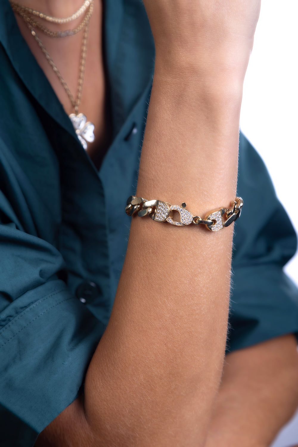 Diamond Clasp Cuban Link Bracelet