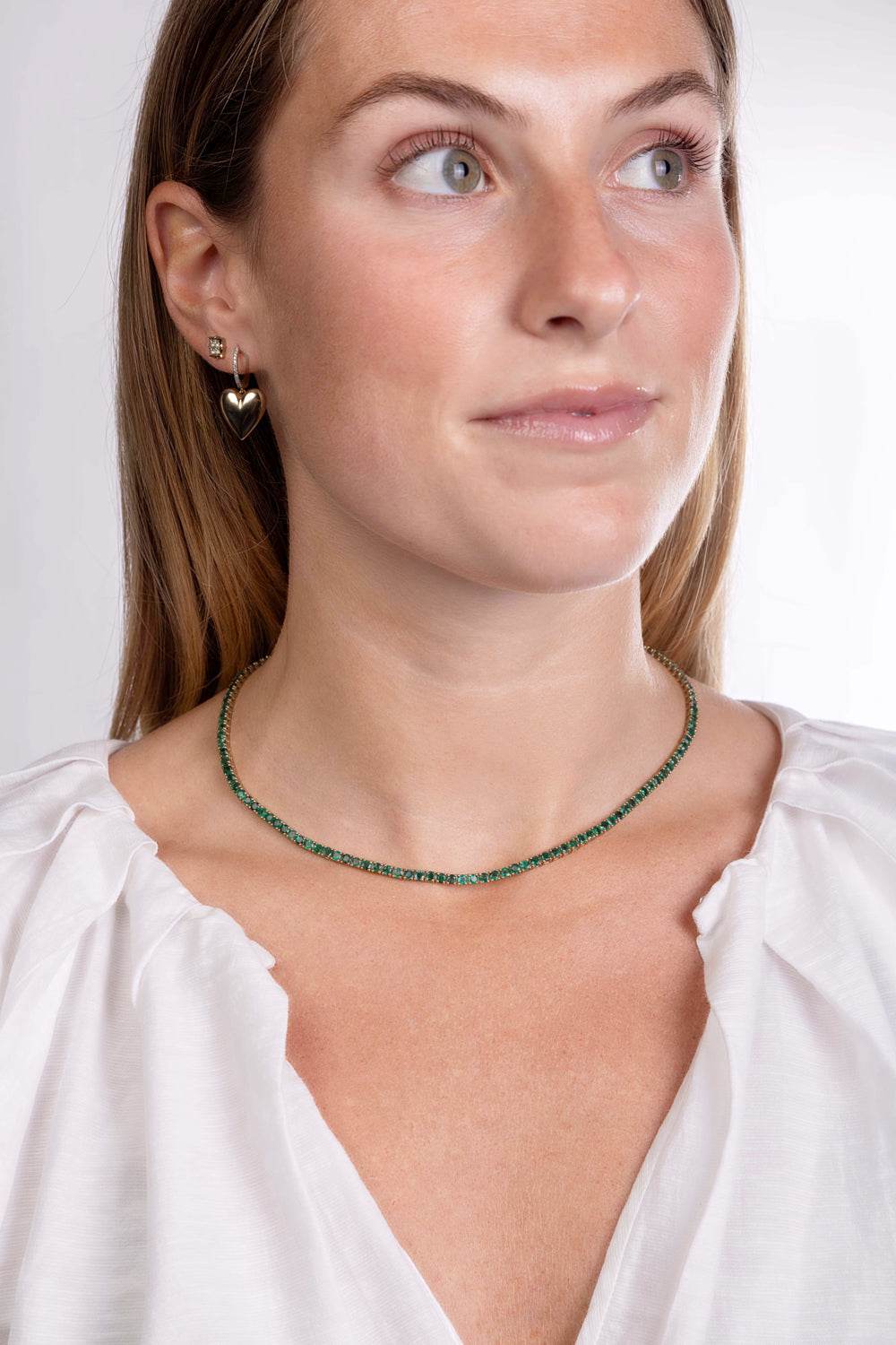 Gold Puff Heart Drop Earrings