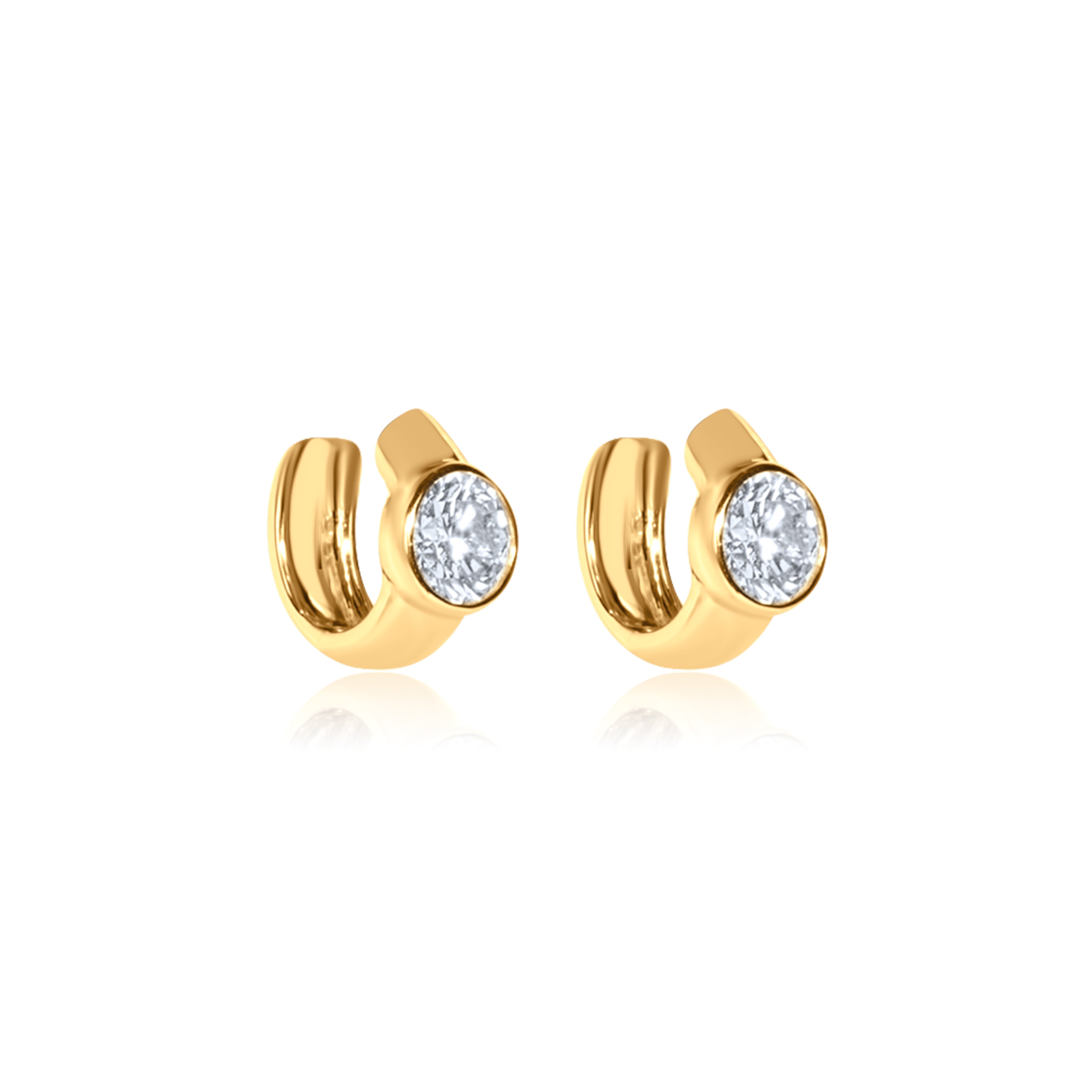 Chubby Bezel Set Lab Diamond Huggies