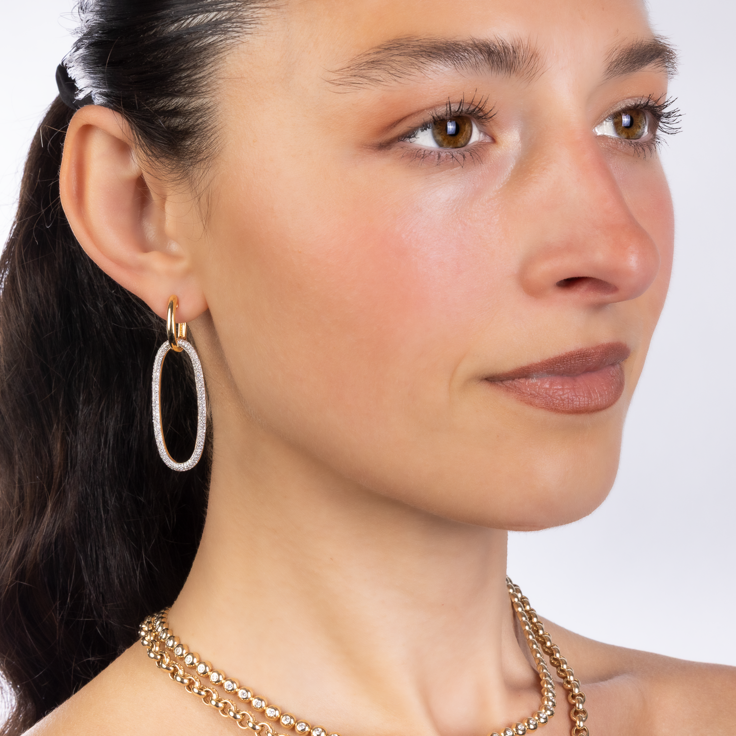 Large Diamond Oval Paperclip Earrings