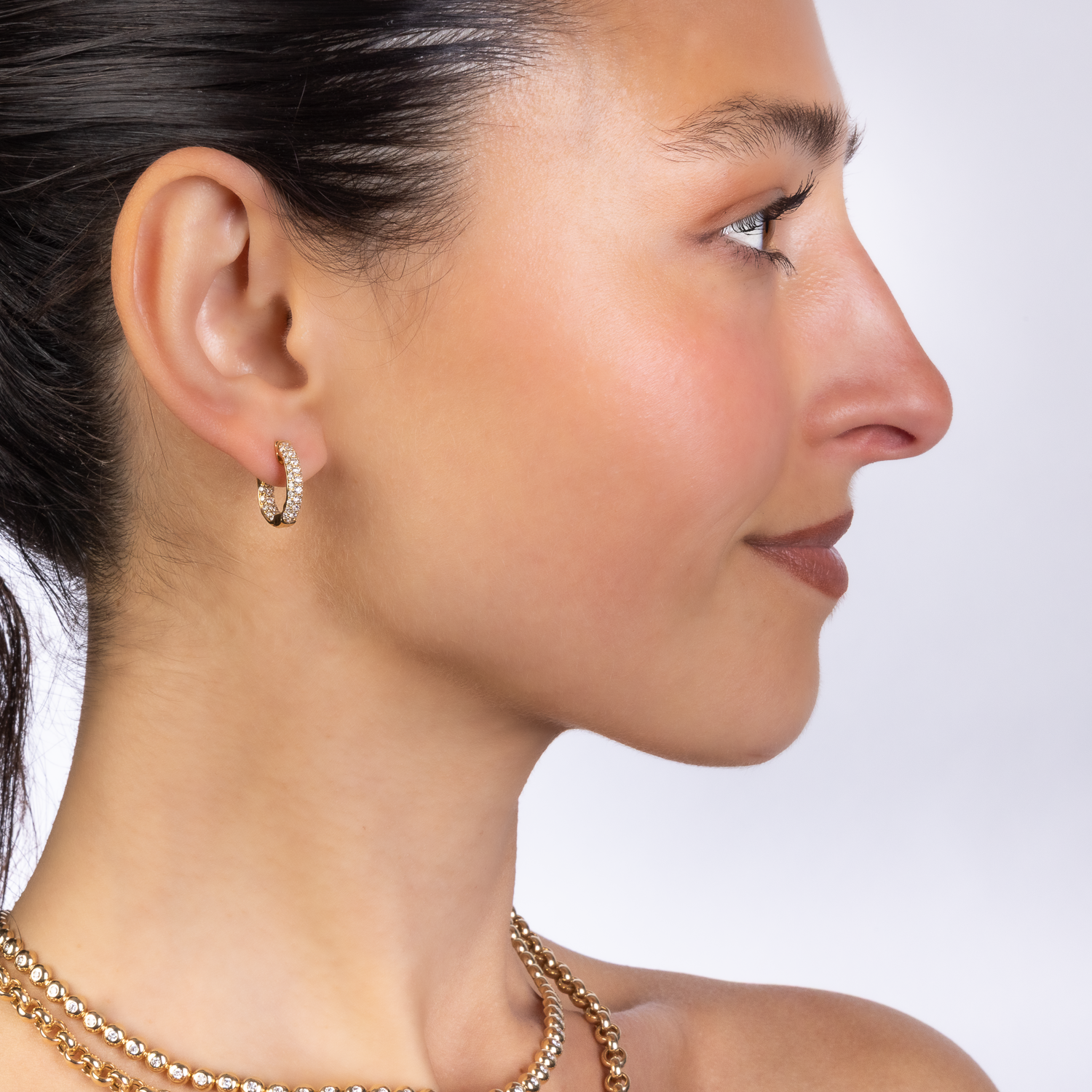 18k Gold Diamond Huggies