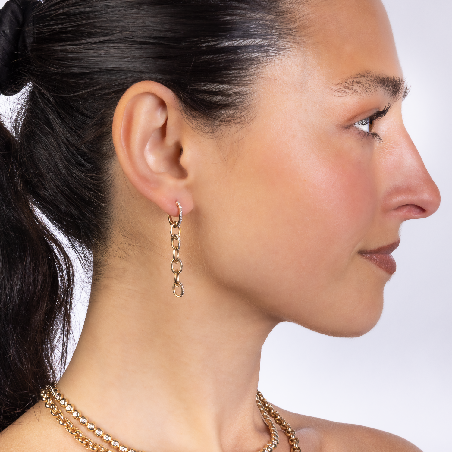 Diamond 6 Link Drop Earrings