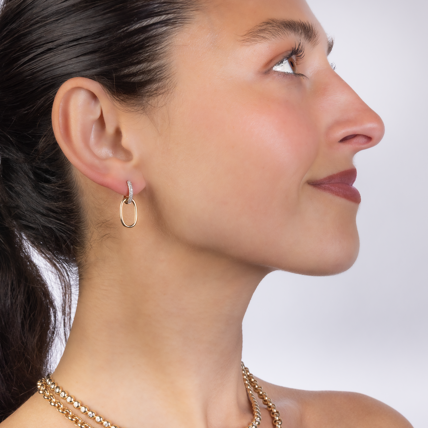 Diamond and Gold Paperclip Earrings