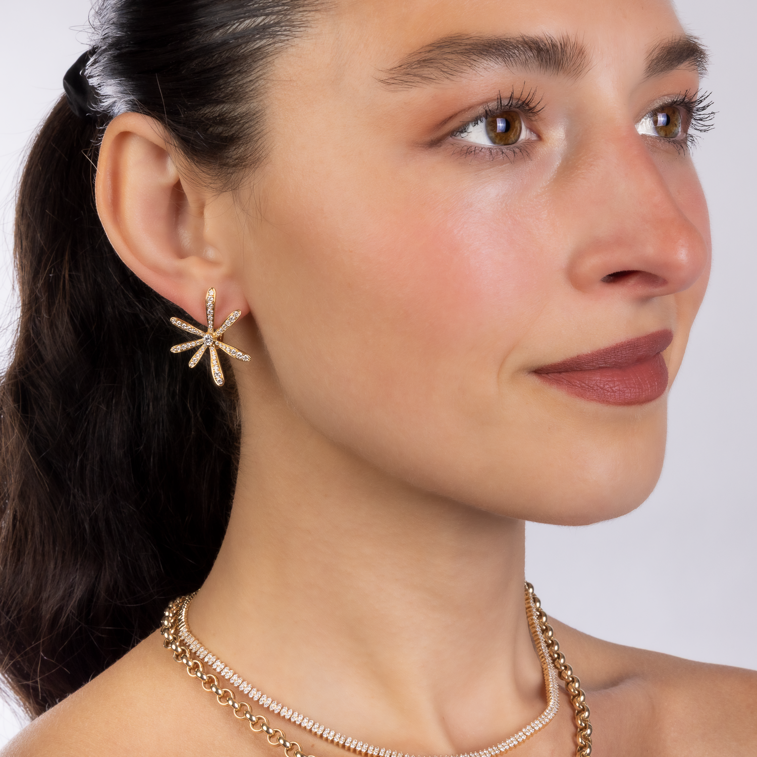 Blooming Diamond Flower Earrings