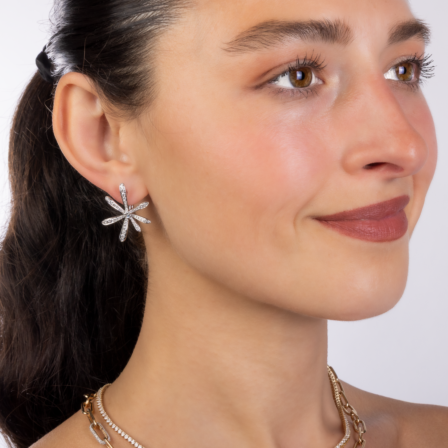 Blooming Diamond Flower Earrings