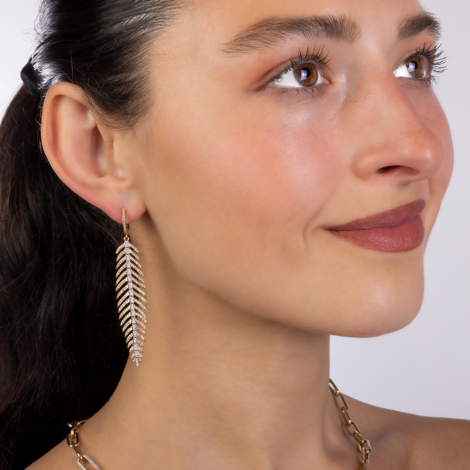 Diamond Feather Earrings