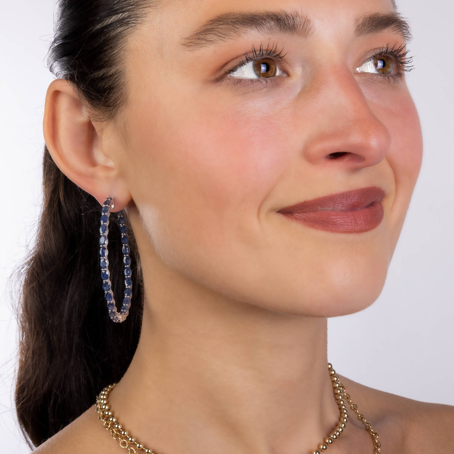 Blue Sapphire Hoops