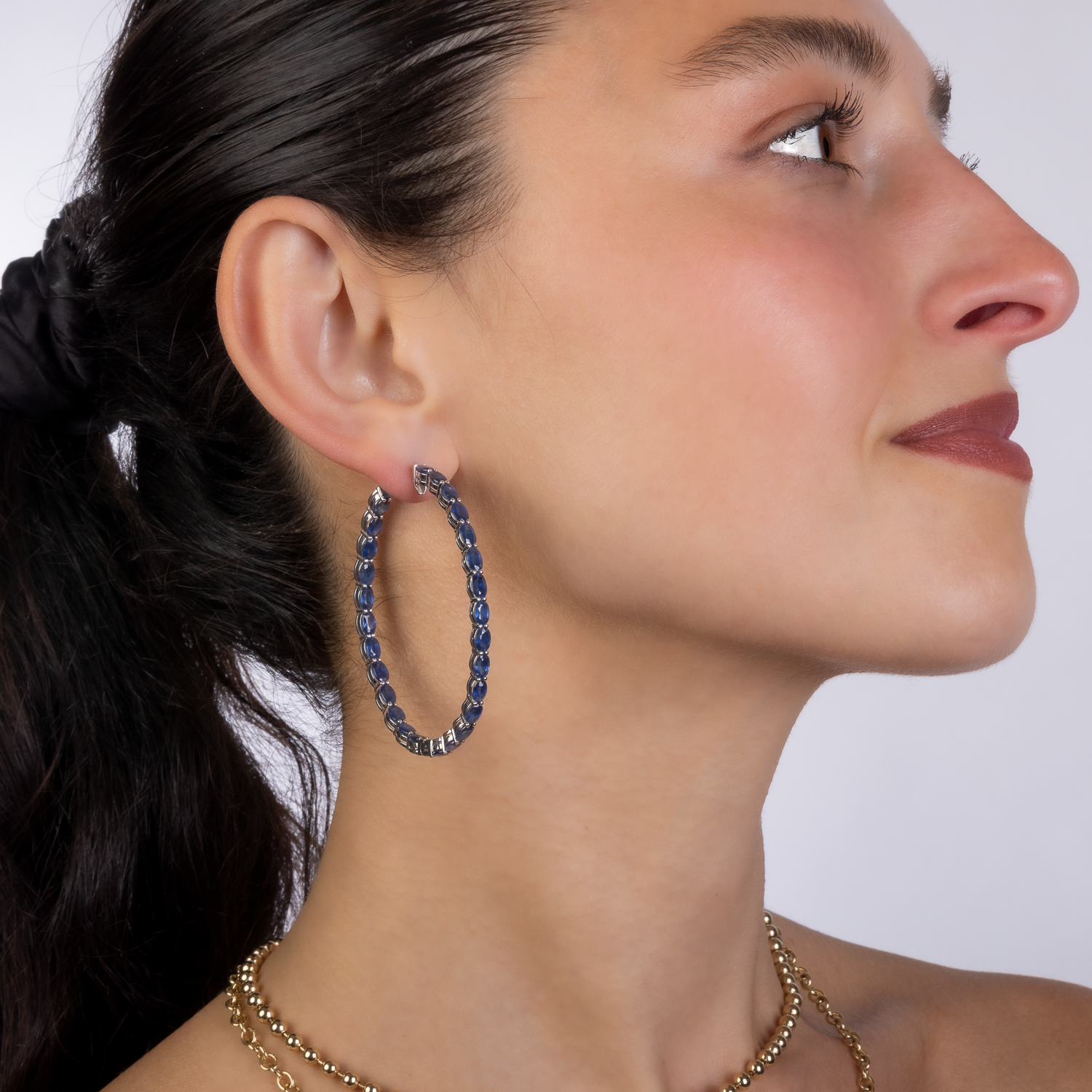 Blue Sapphire Hoops