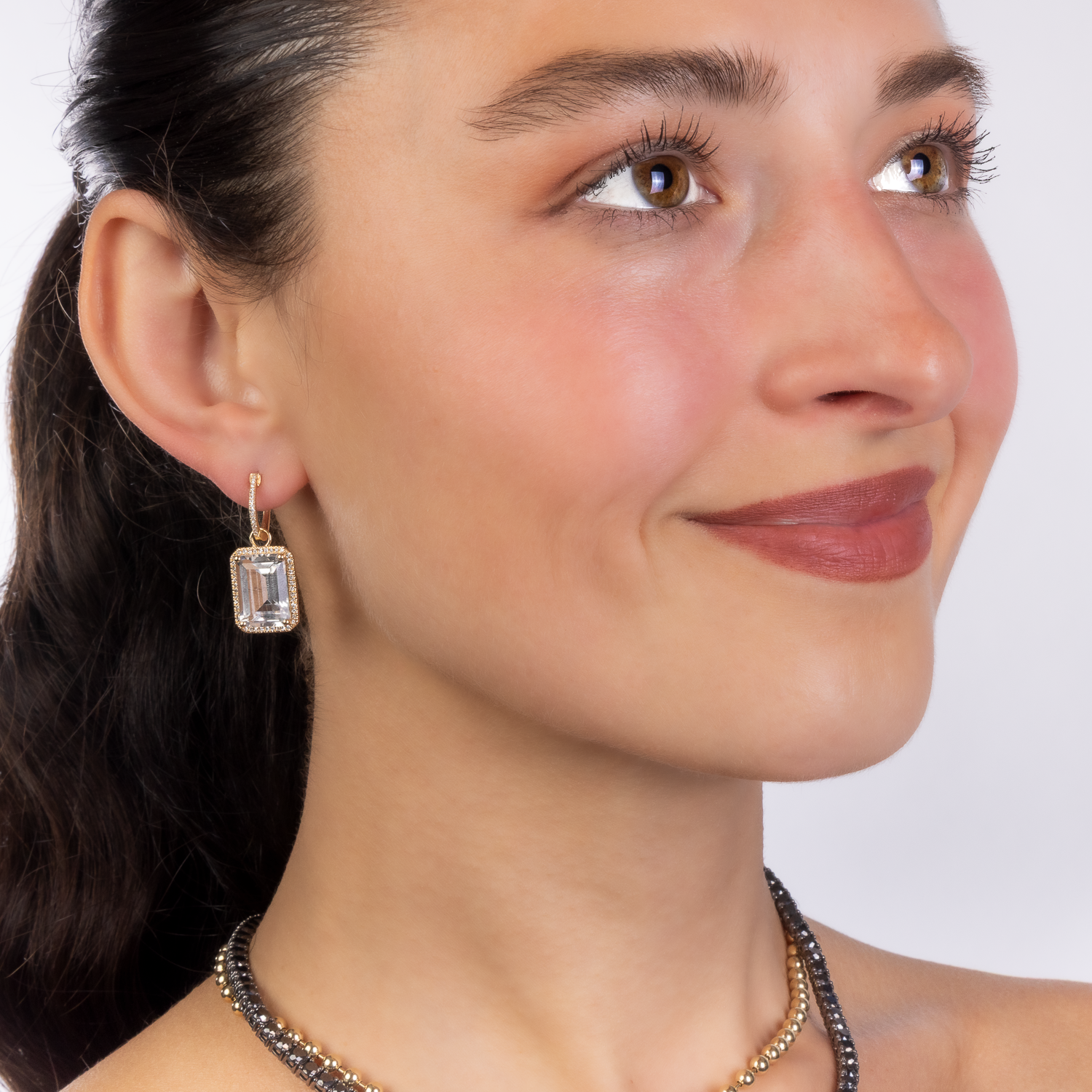 Large White Topaz Diamond Earrings