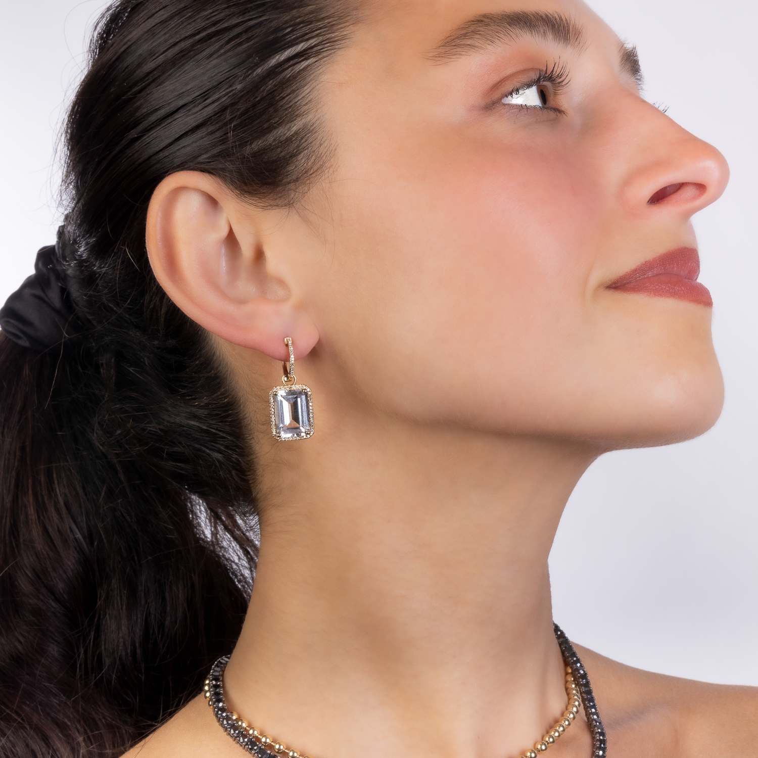 Large White Topaz Diamond Earrings