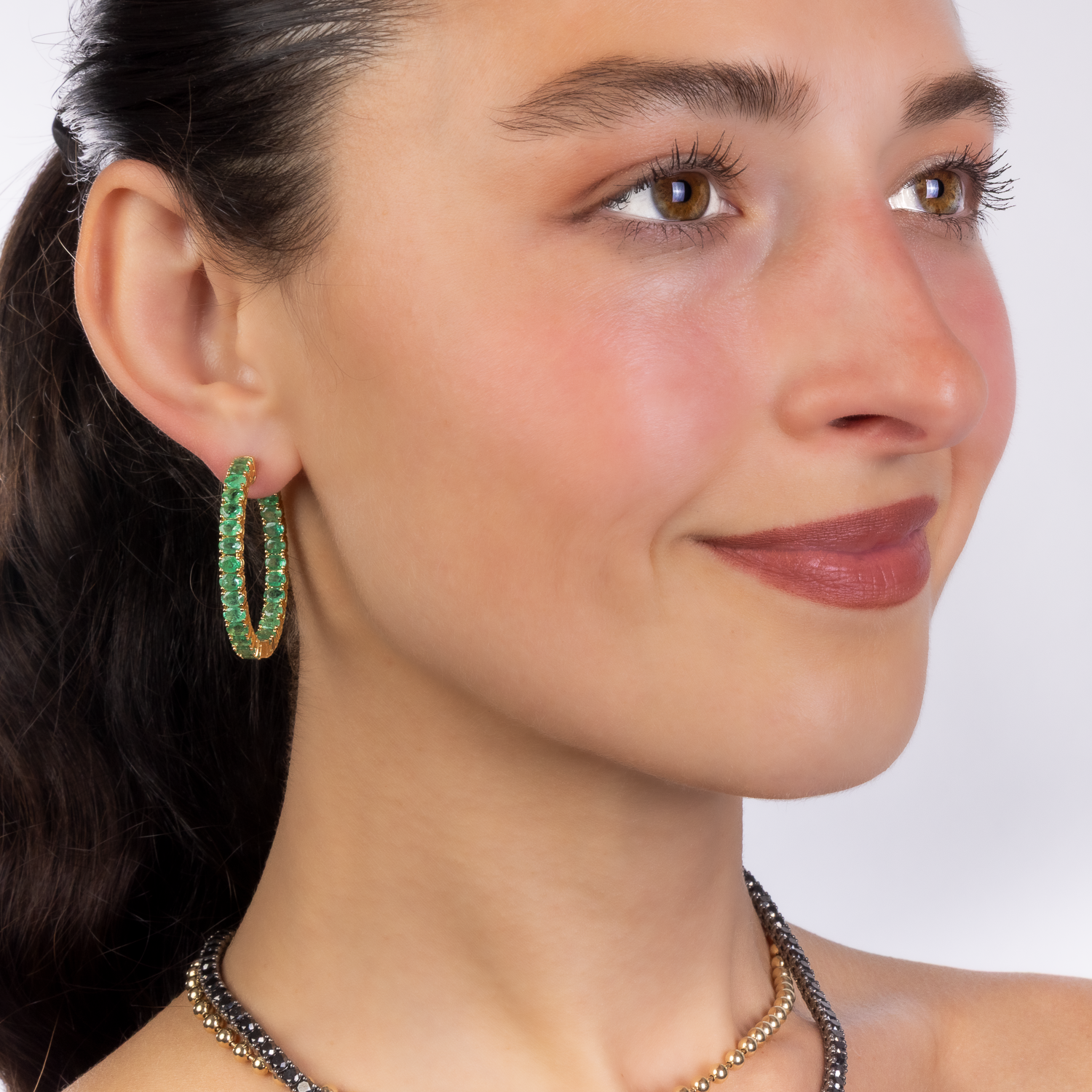 Inside Out Emerald Hoops