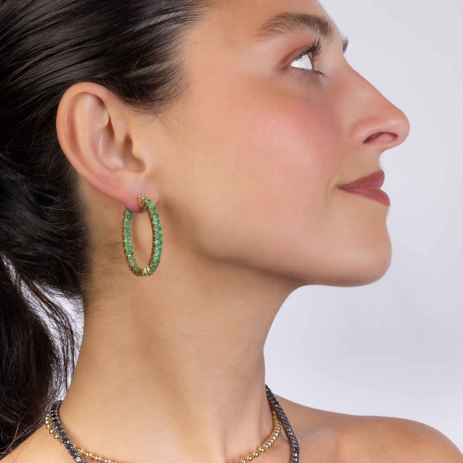 Inside Out Emerald Hoops