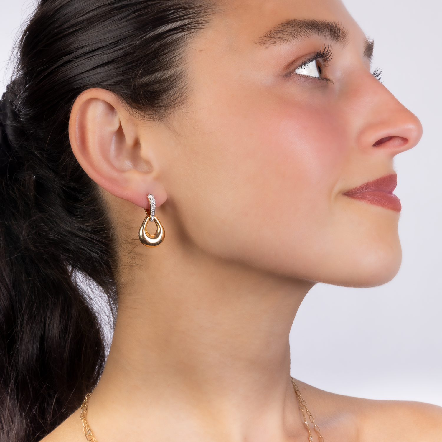 Gold and Diamond Teardrop Earrings