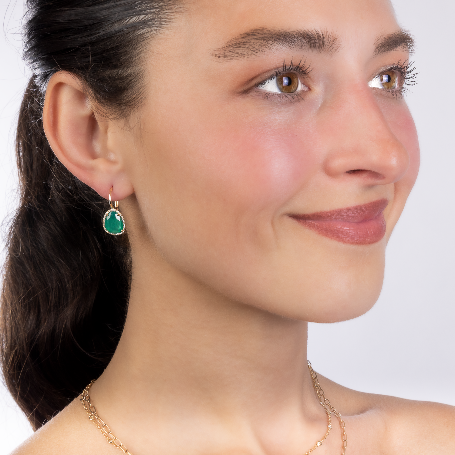 Gemstone Diamond Surround Drops