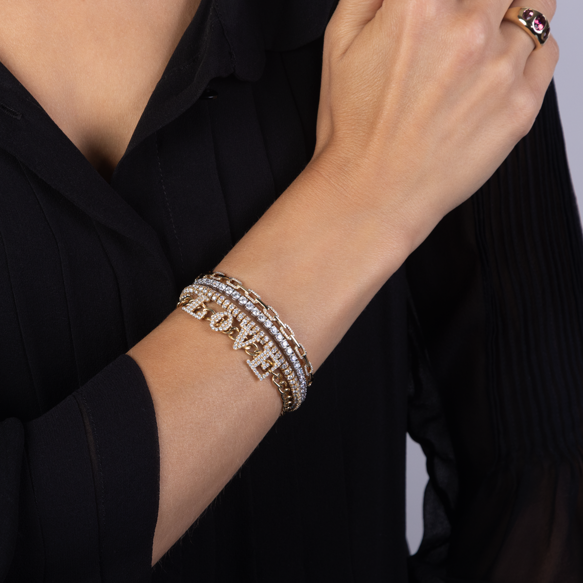 Diamond LOVE Cuban Chain Bracelet