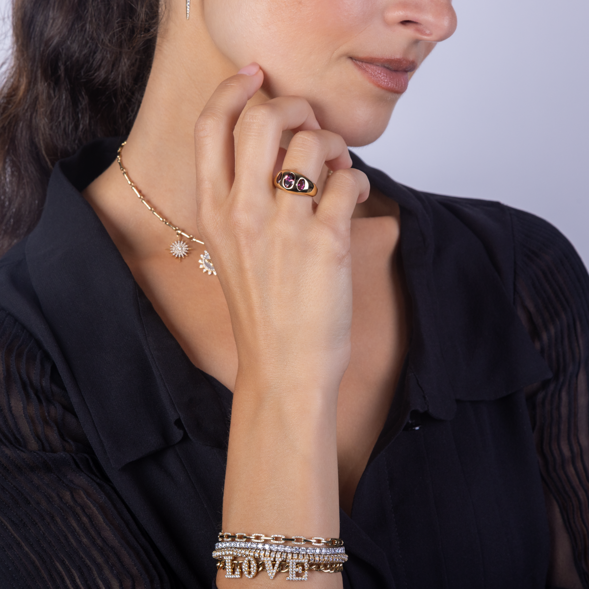 3-Stone Pink Tourmaline Ring