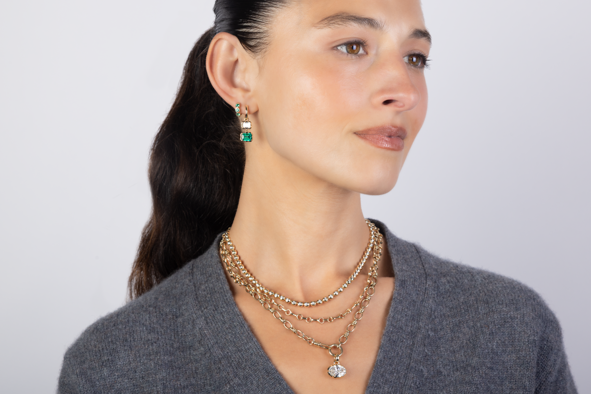 Emerald & Diamond Drop Earrings