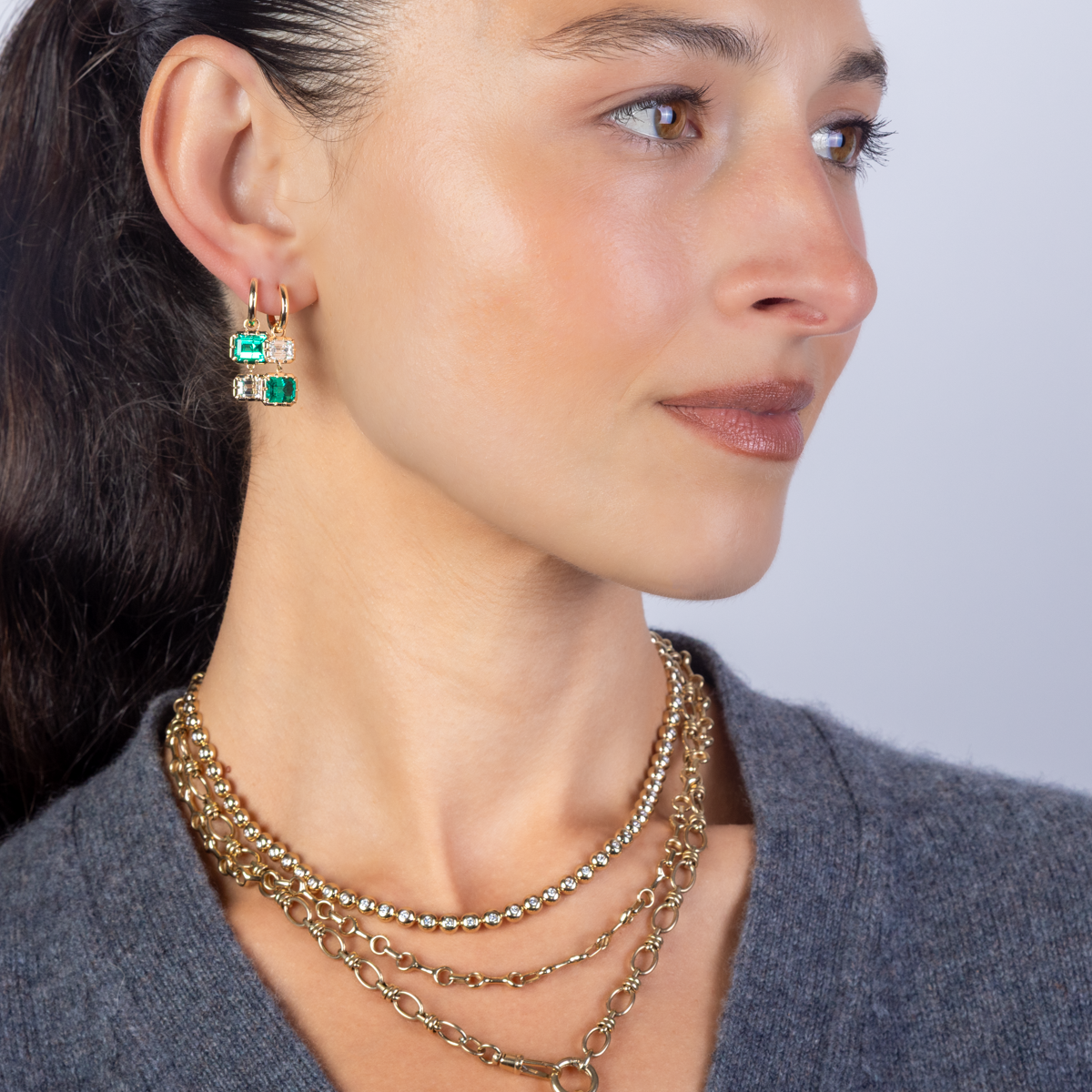Emerald & Diamond Drop Earrings