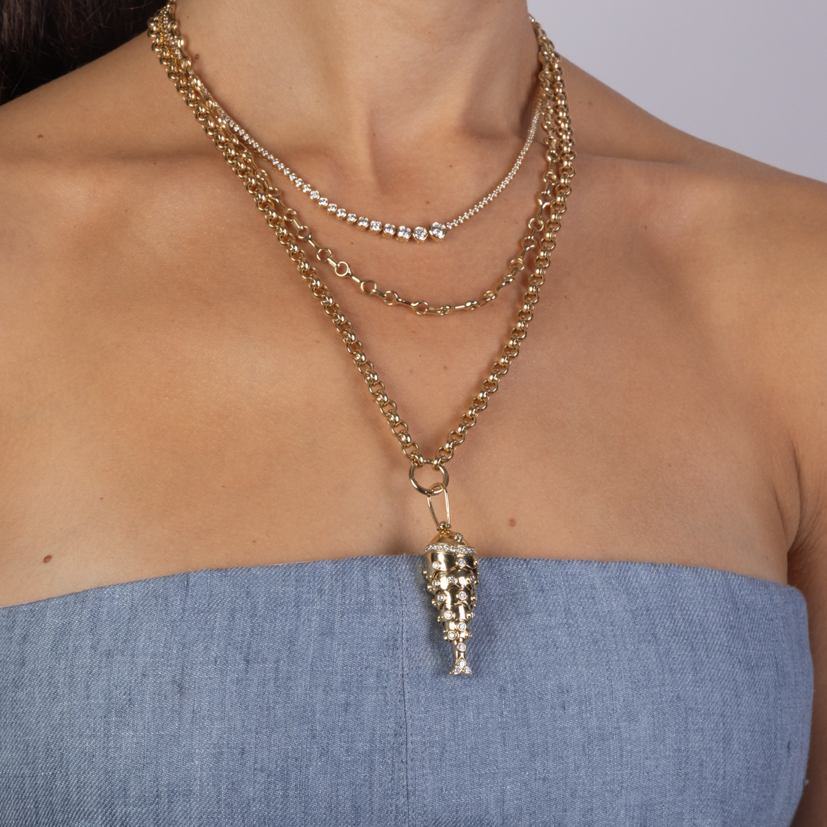 Graduated Bezel Diamond Tennis Necklace