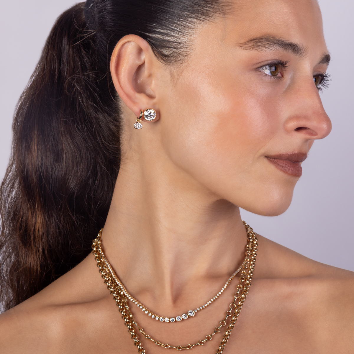 Graduated Bezel Diamond Tennis Necklace