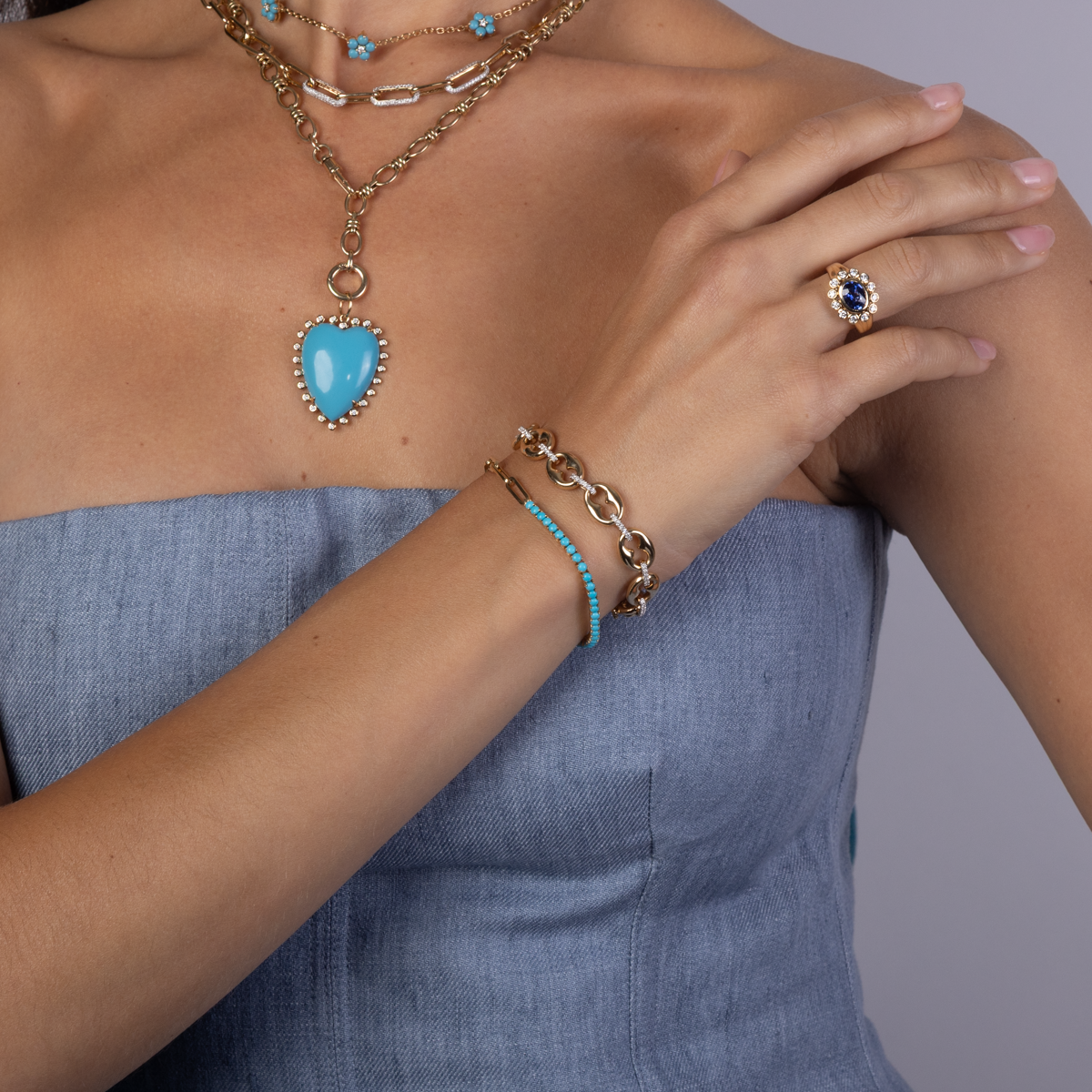 East-West Gemstone Diamond Ring