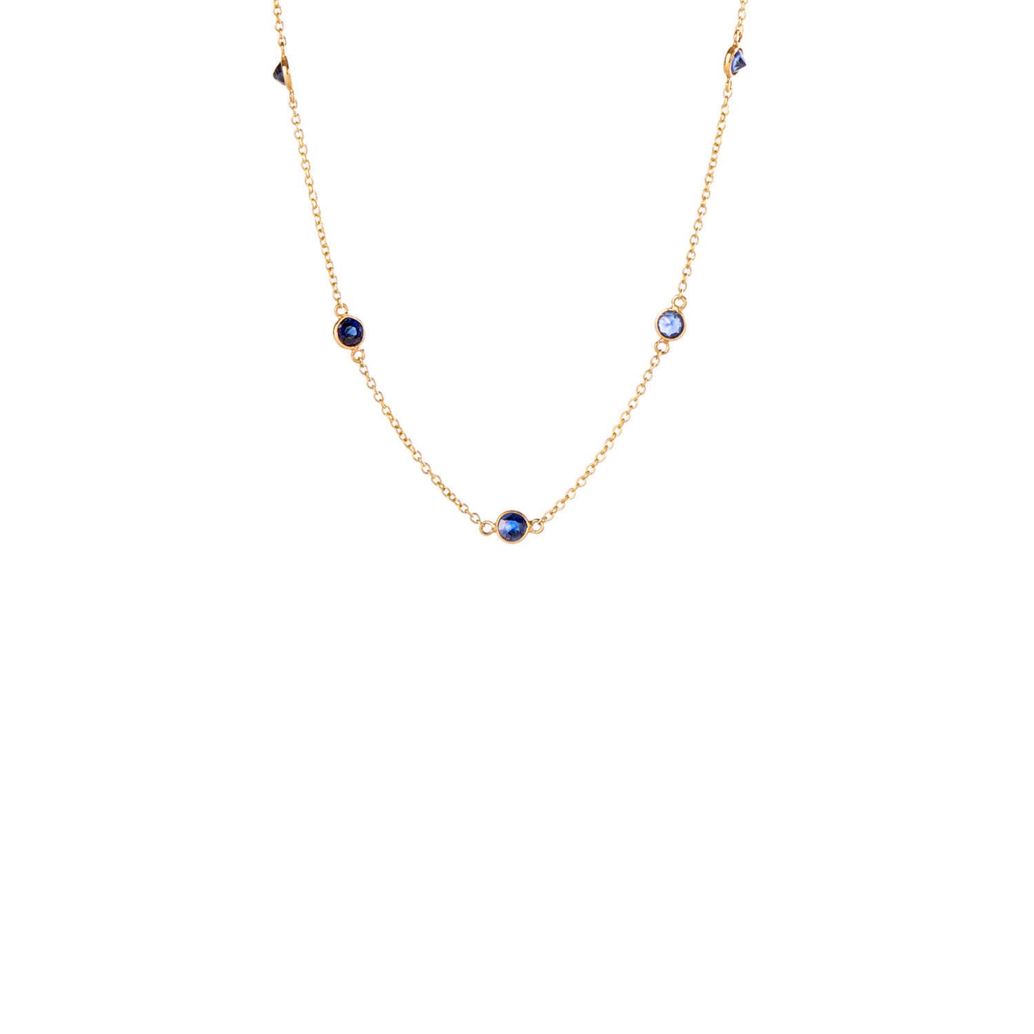 Bezel Set Gemstone Station Necklace