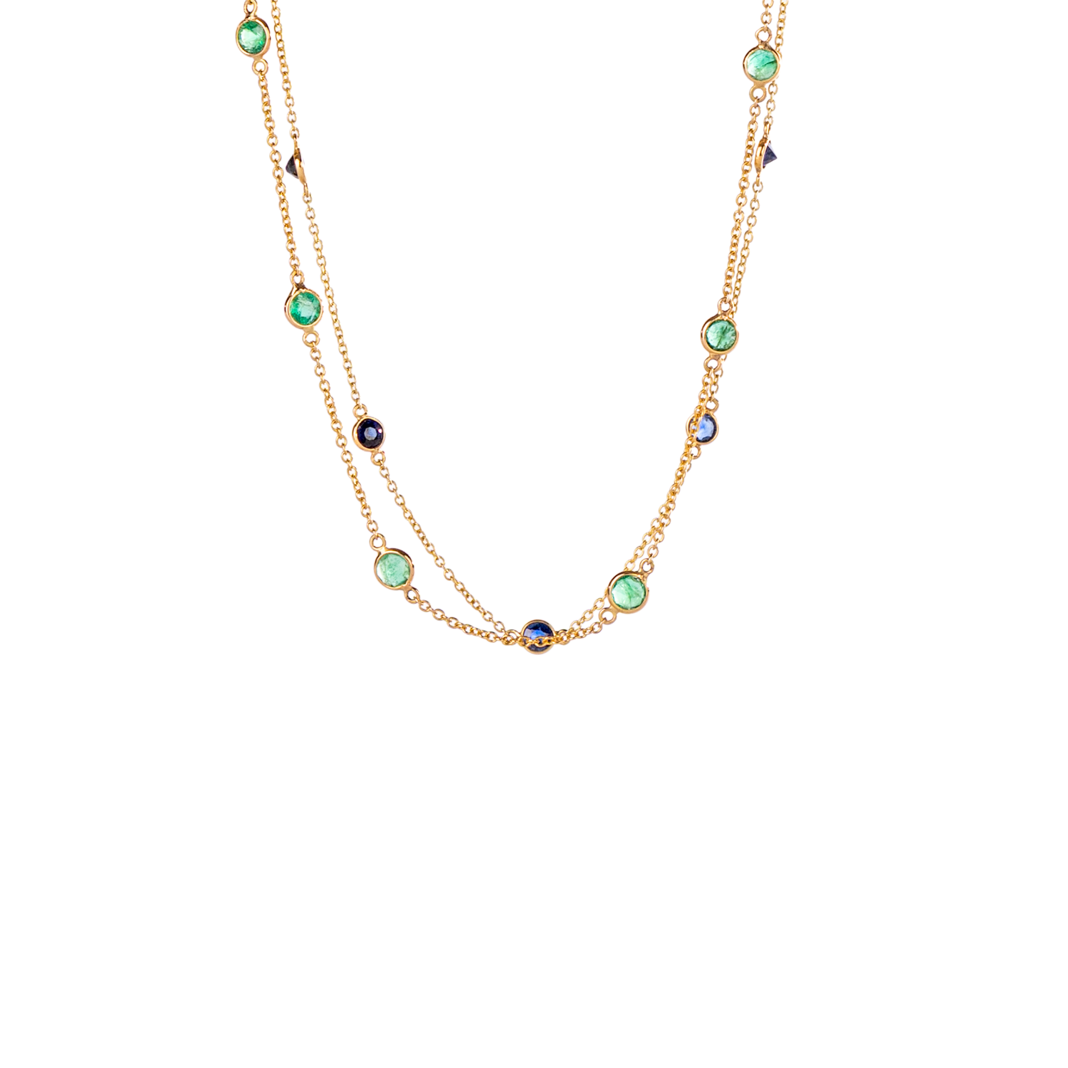 Bezel Set Gemstone Station Necklace