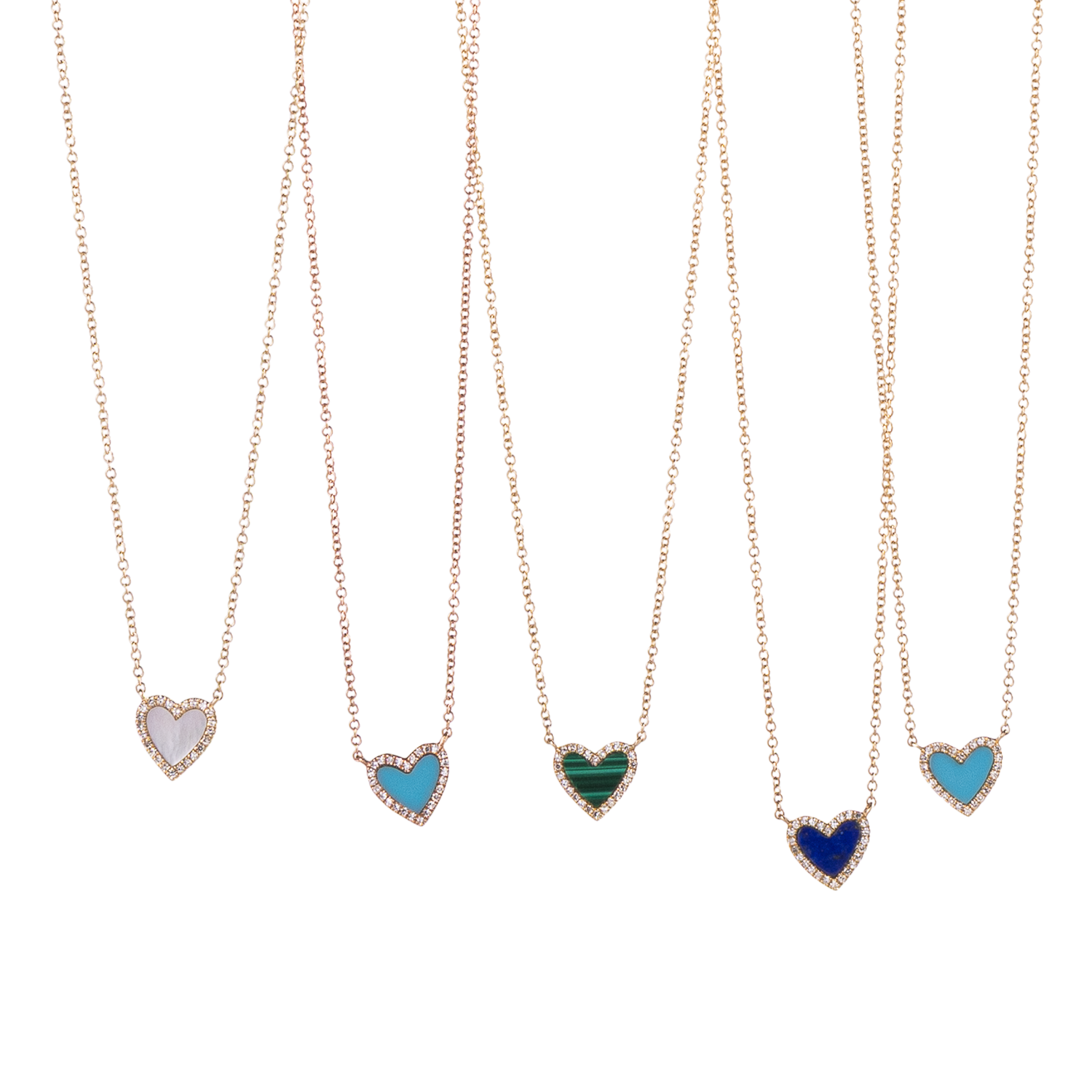 MOP Baby Diamond Heart Necklace