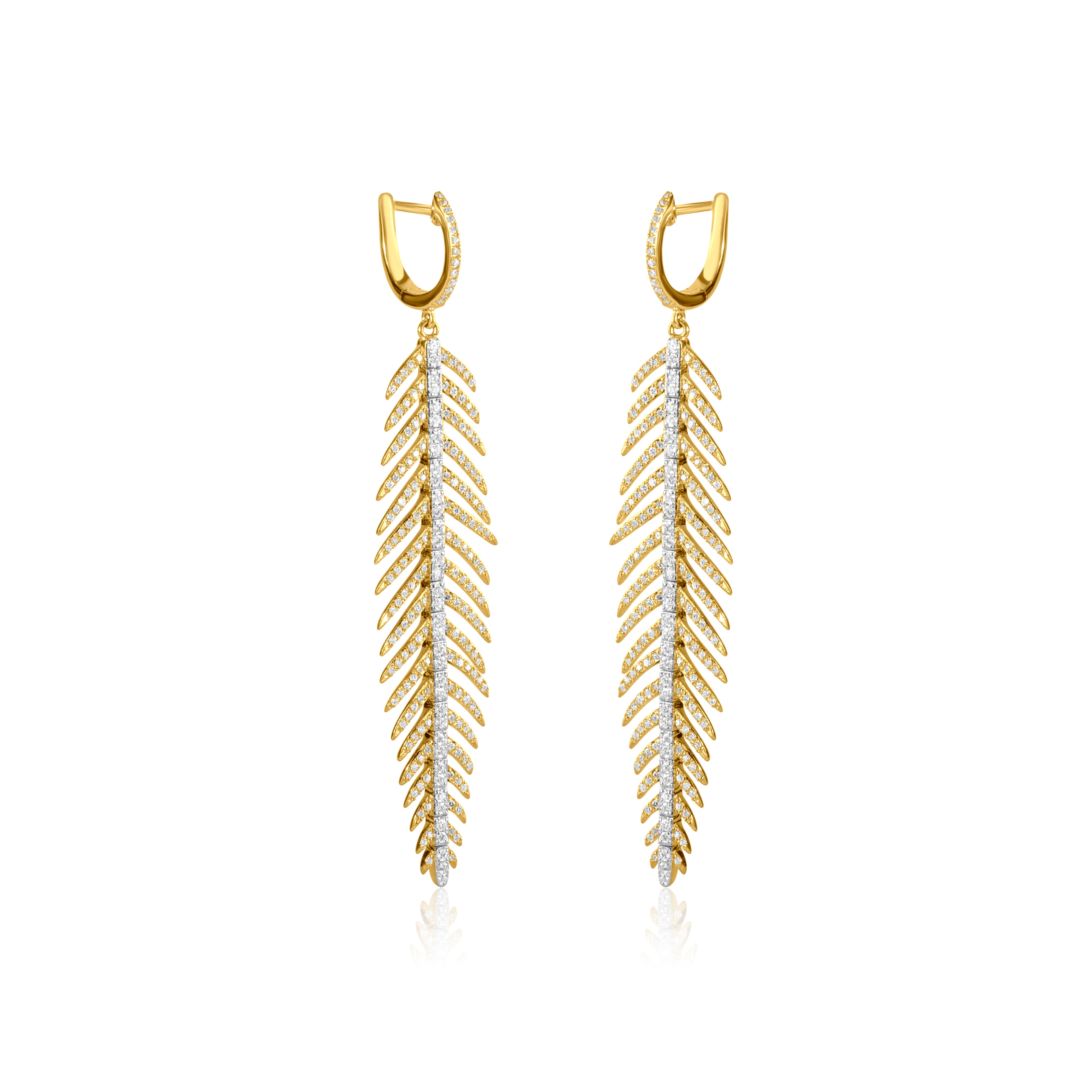 Diamond Feather Earrings