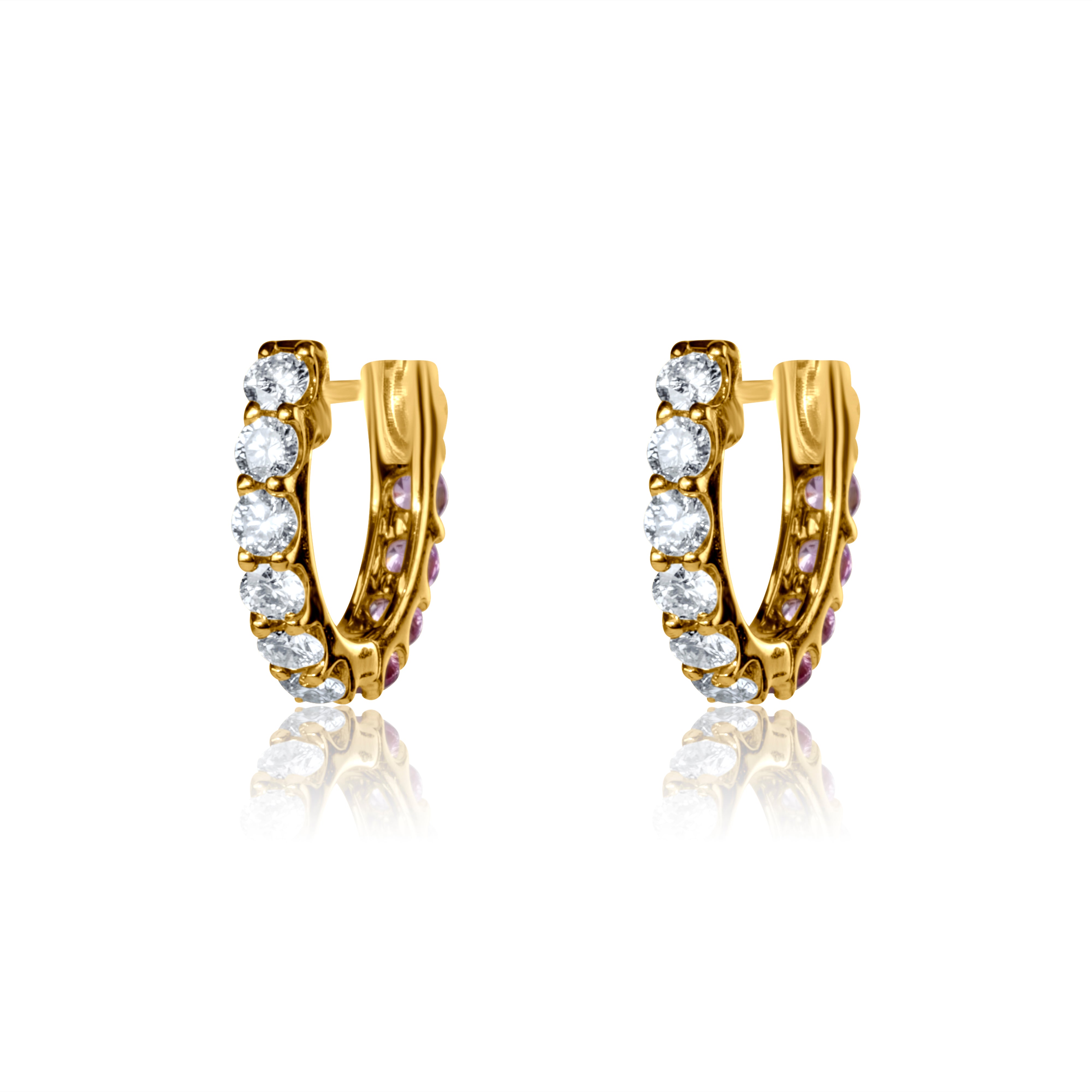 Reversible Diamond Gemstone Huggies