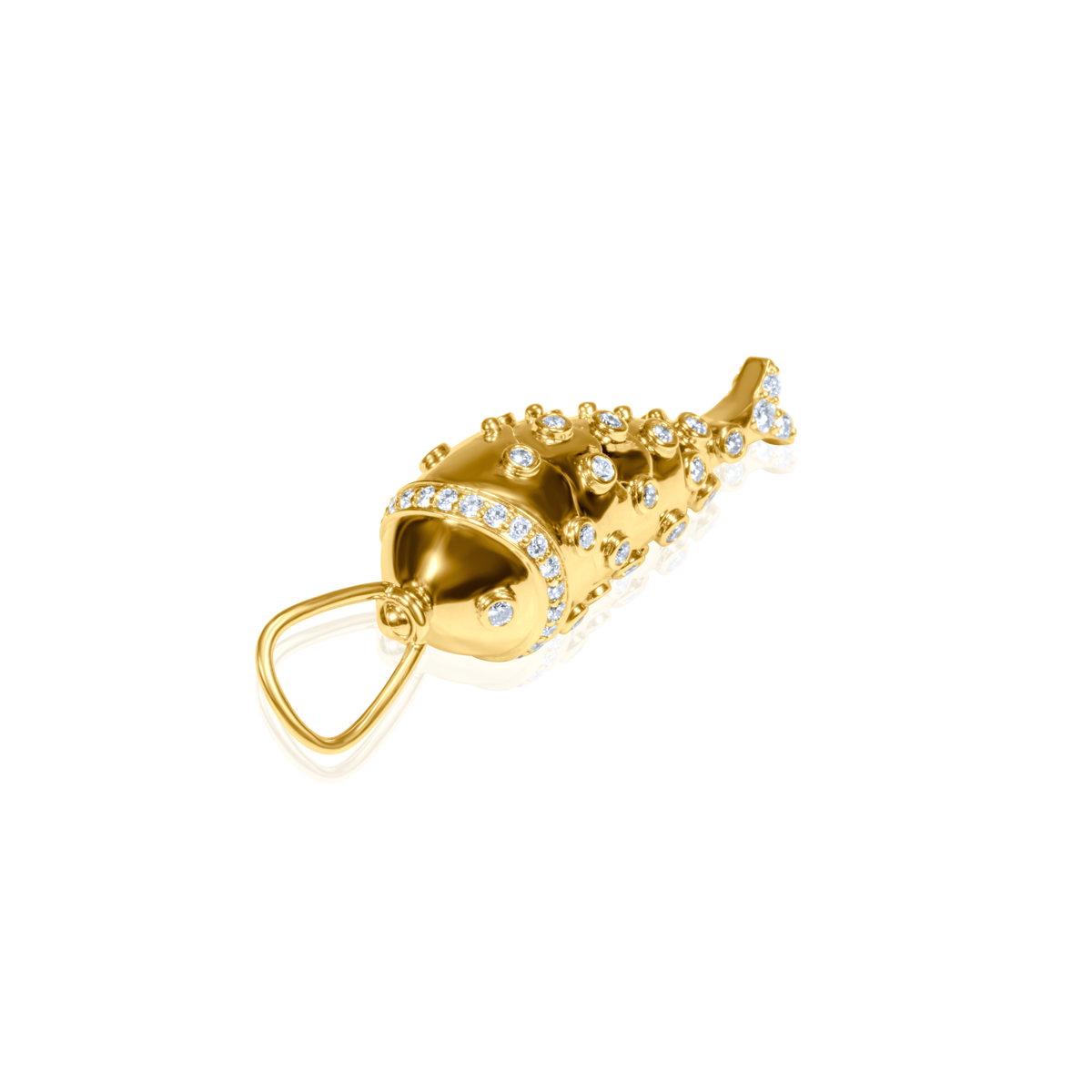 Articulated Gold Diamond Fish Charm