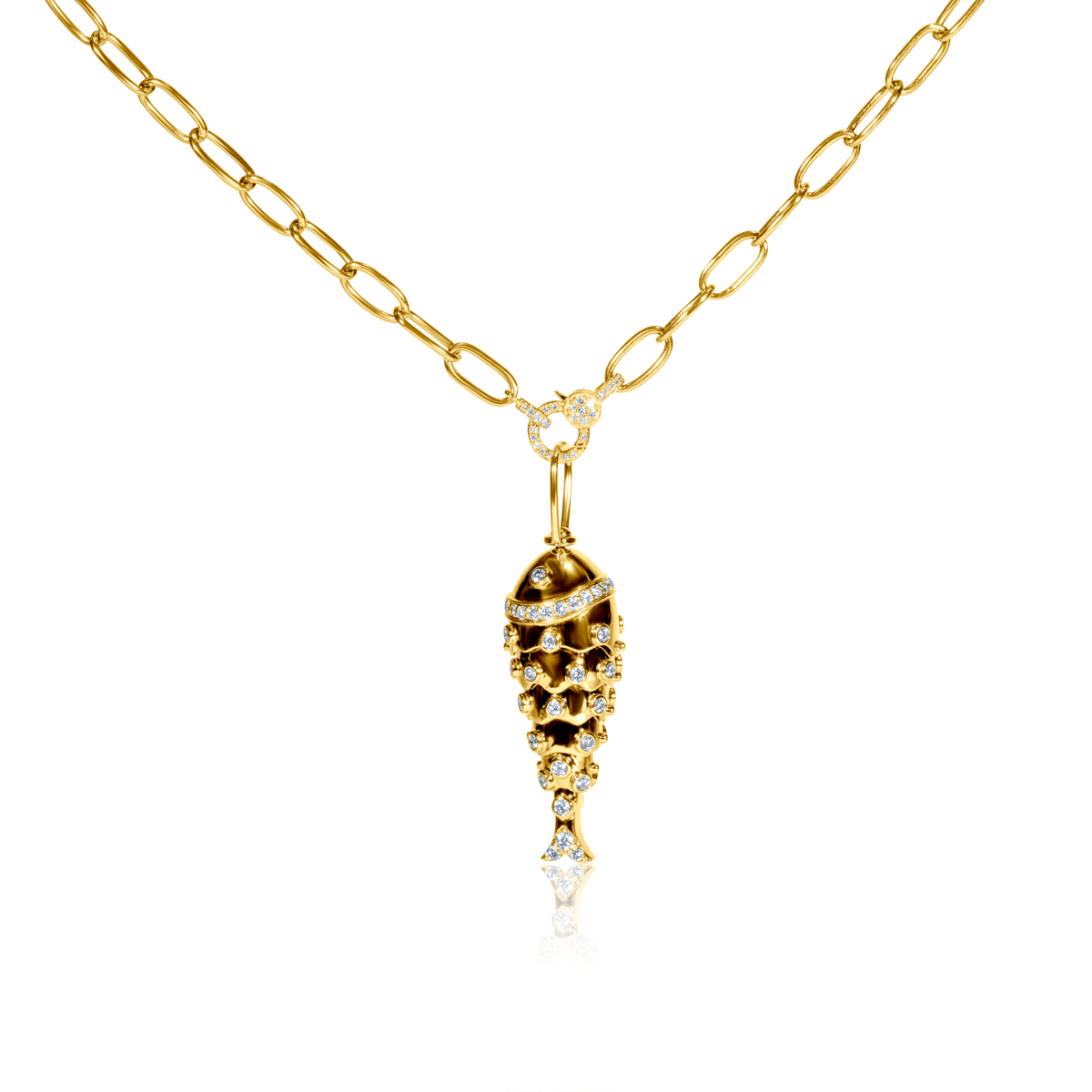 Articulated Gold Diamond Fish Charm