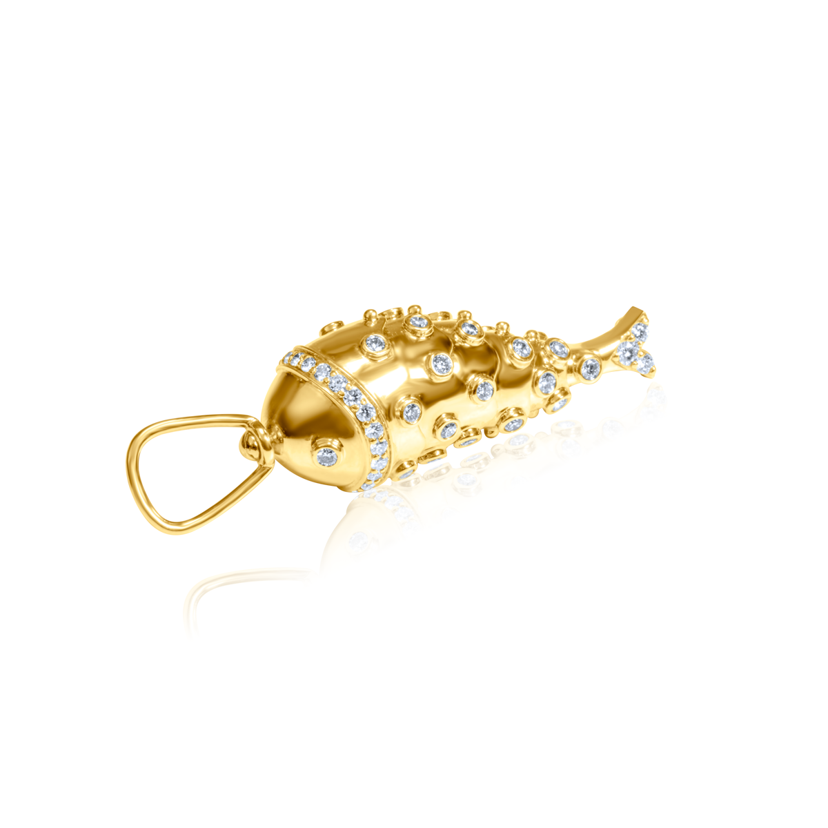 Articulated Gold Diamond Fish Charm
