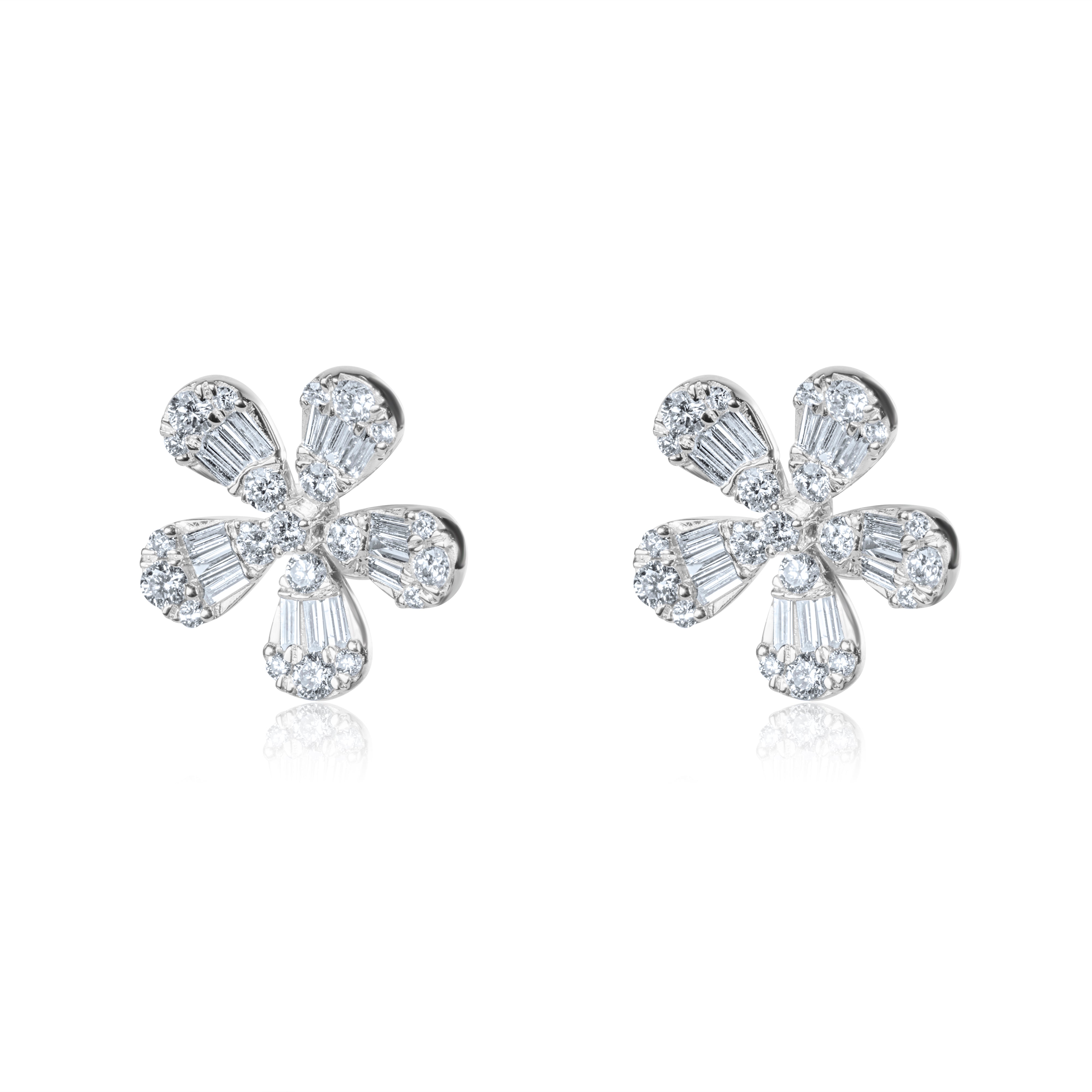 Baguette Diamond Flower Studs