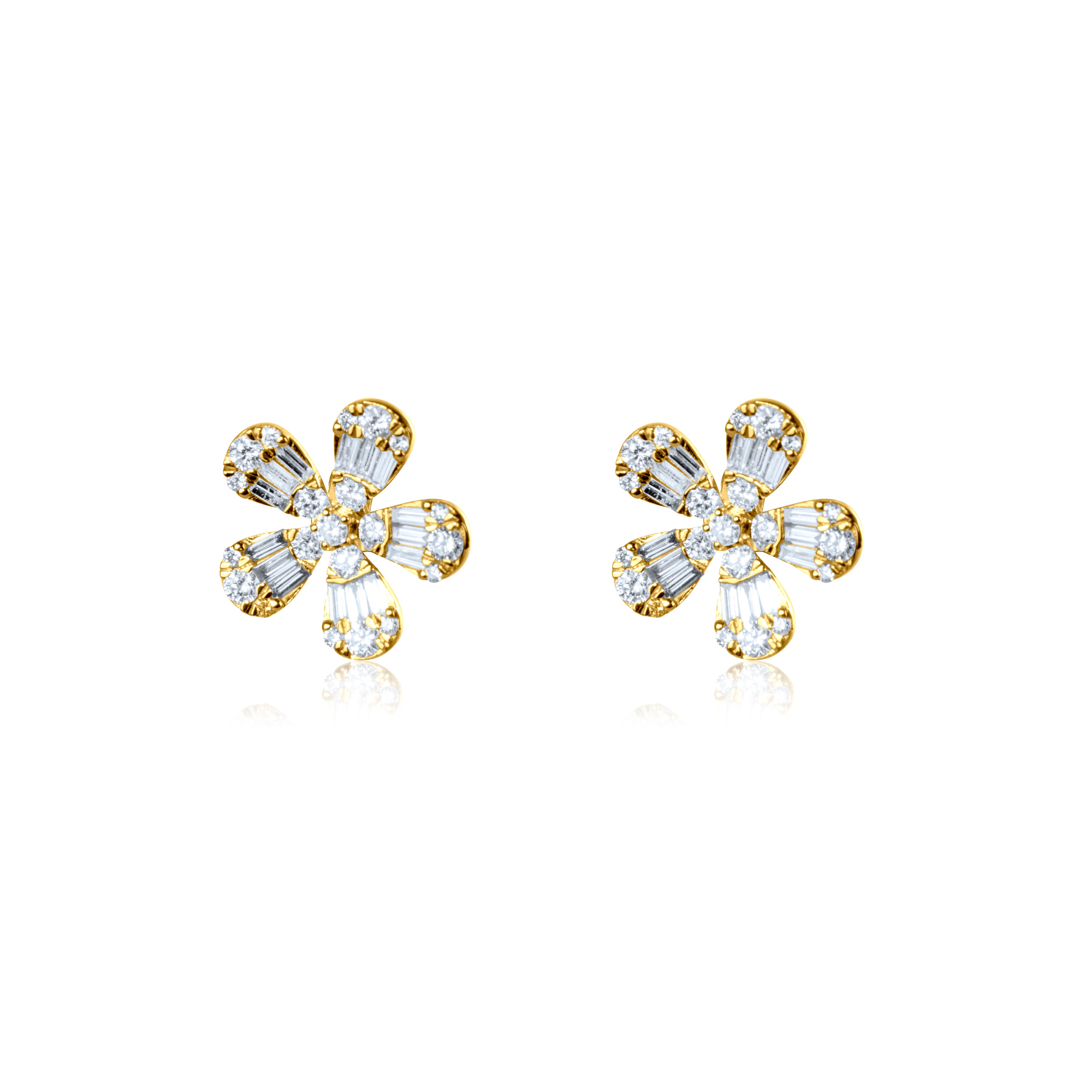 Baguette Diamond Flower Studs