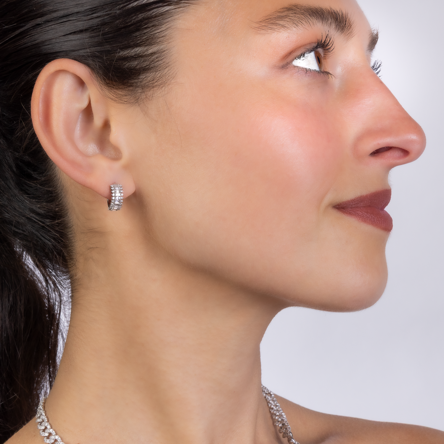 Baguette Diamond Huggies