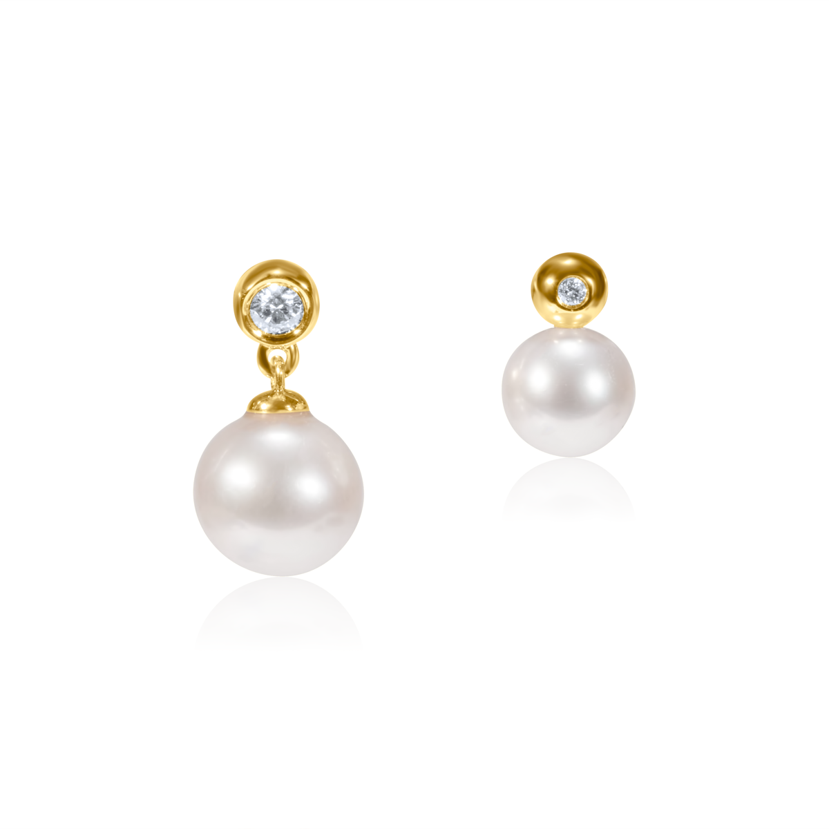 Bezel Diamond & Pear Drop Studs