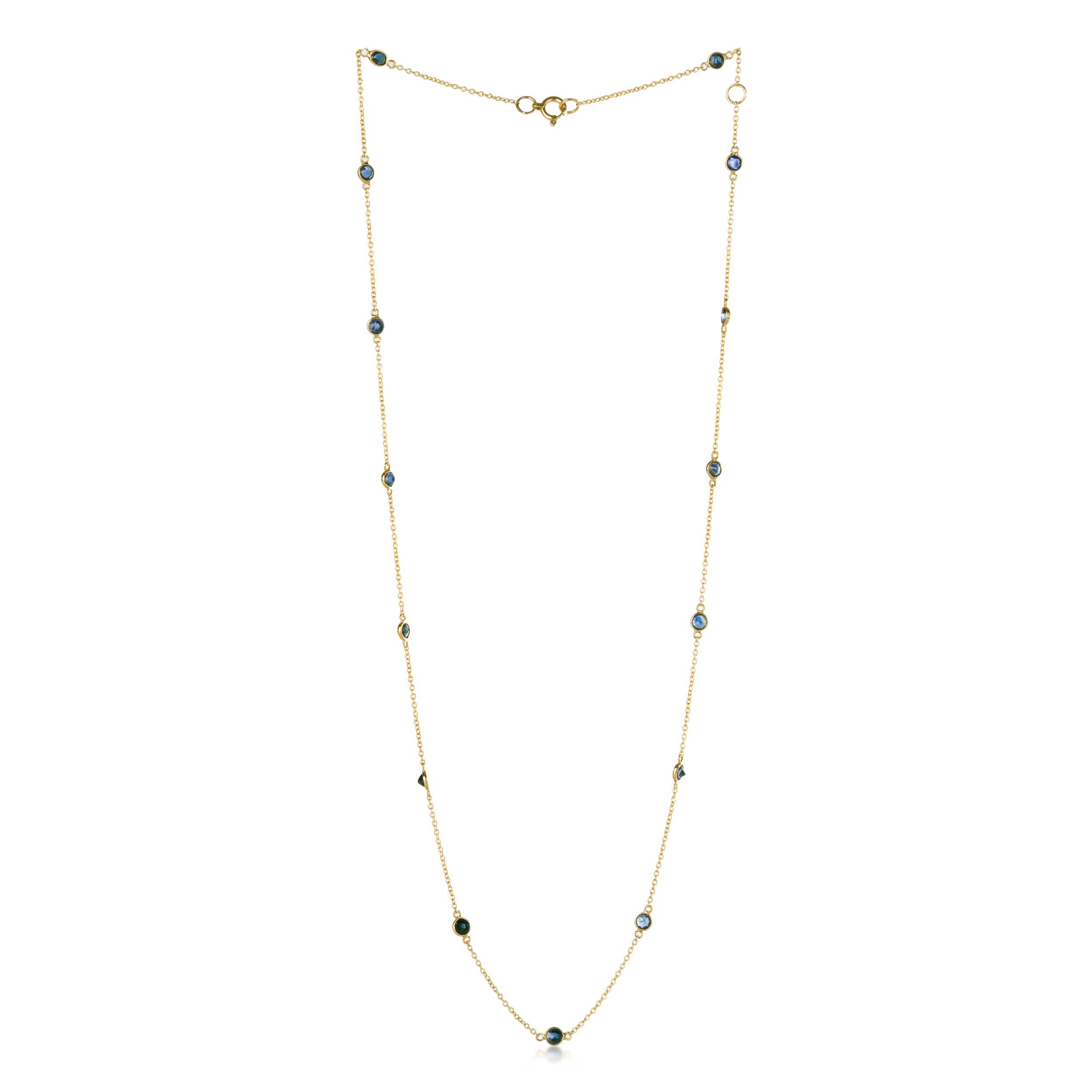 Bezel Set Gemstone Station Necklace